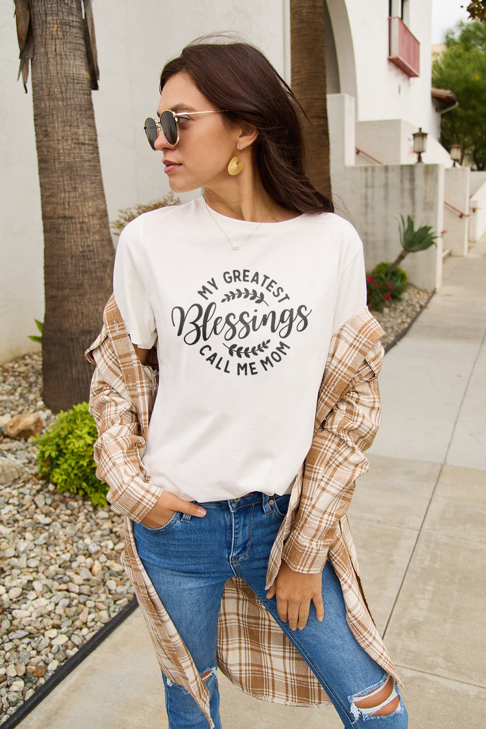 Simply Love Full Size MY GREATEST BLESSINGS CALL ME MOM Short Sleeve T-Shirt