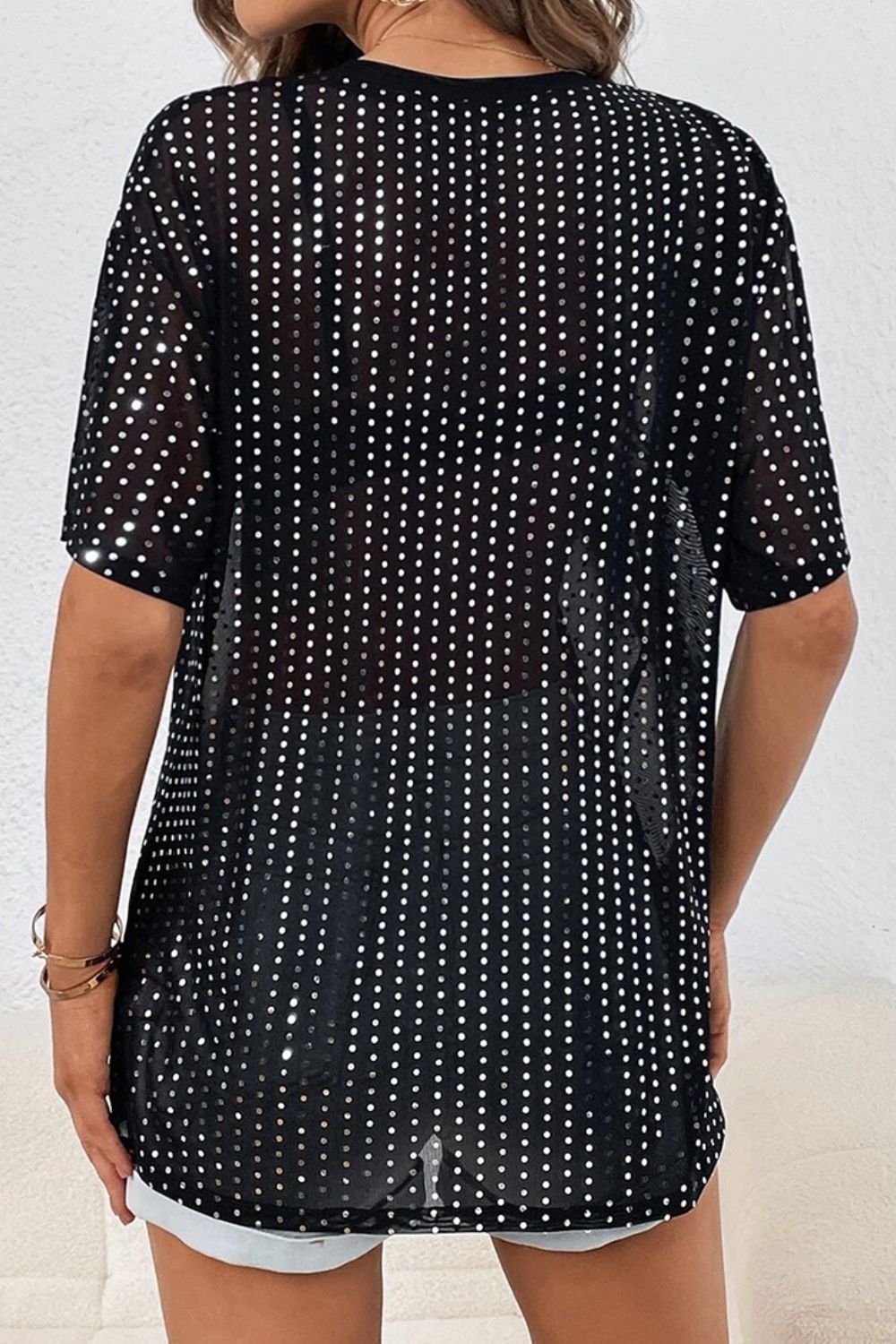 Polka Dot Round Neck Half Sleeve T-Shirt