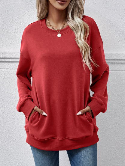 Dropped Shoulder Sweatshirt with Pockets