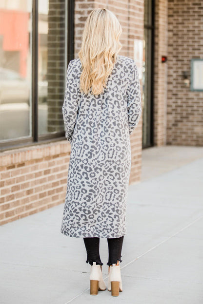 Open Front Leopard Cardigan