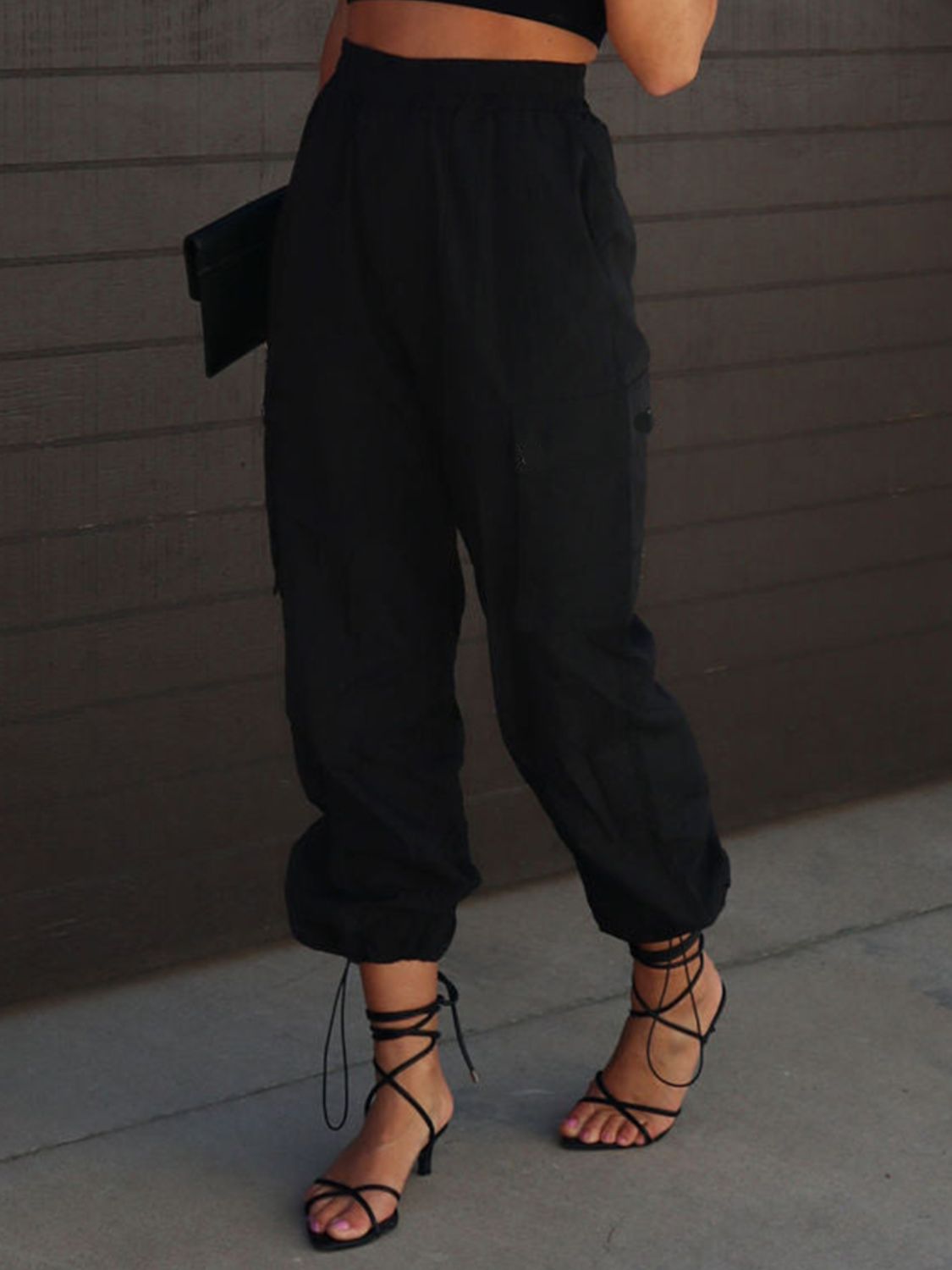 High Waist Drawstring Pants with Pockets