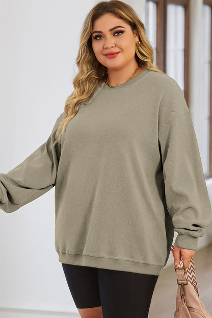 Plus Size Round Neck Dropped Shoulder Sweatshirt