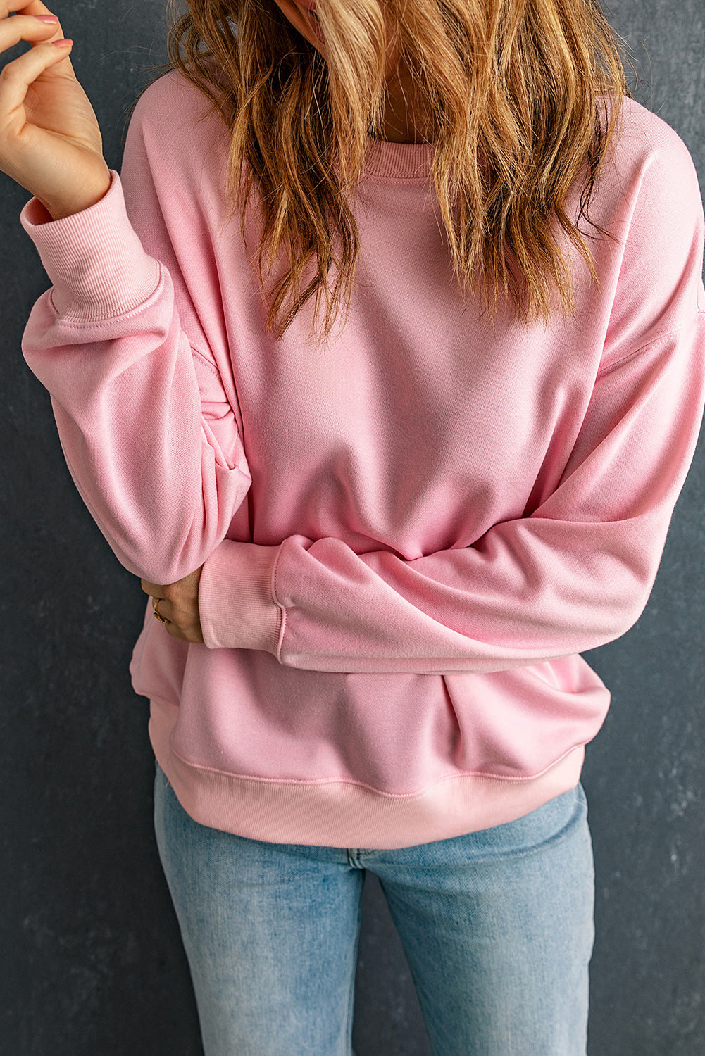 Round Neck Dropped Shoulder Sweatshirt