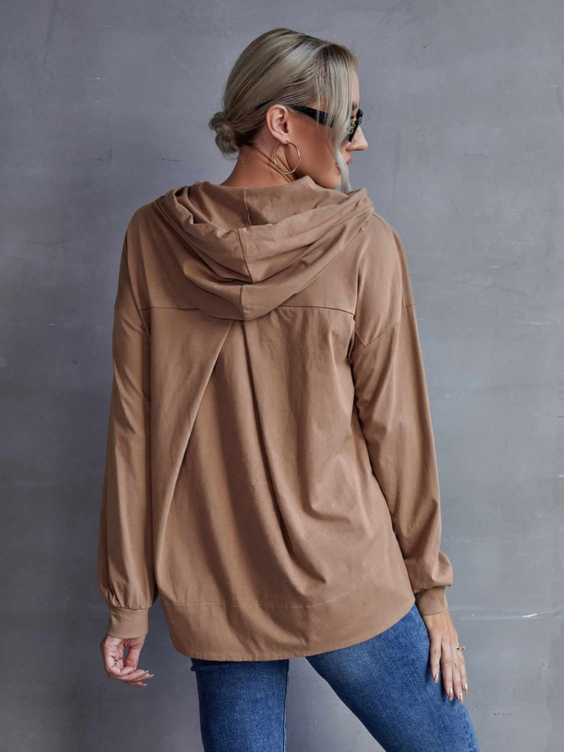 Ivy Lane Drawstring Pocketed Dropped Shoulder Hoodie