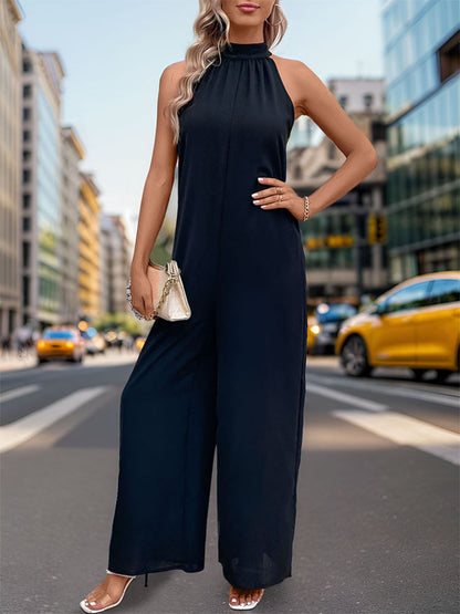 Perfee Tied Grecian Wide Leg Jumpsuit