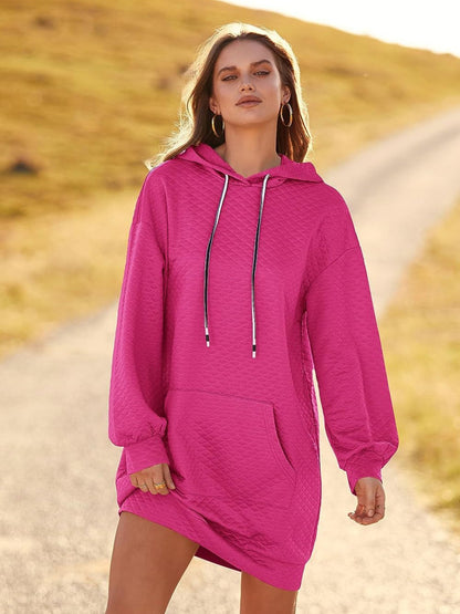 Textured Drawstring Tunic Hoodie