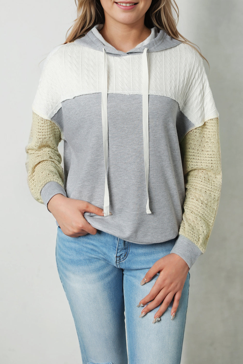 Splicing Drawstring Sweatshirt