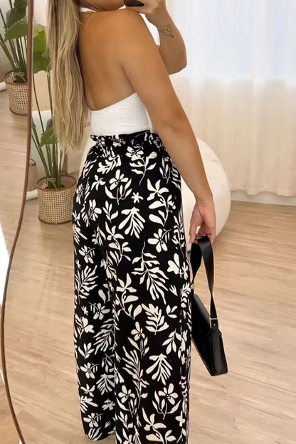 Full Size Printed High Waist Wide Leg Pants