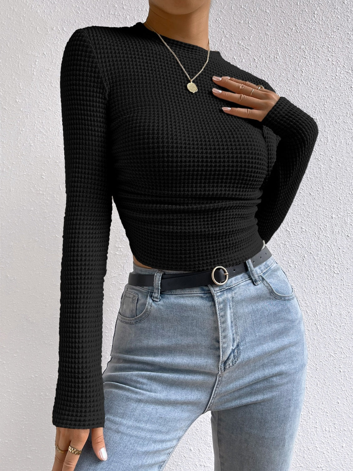 Honey Round Neck Long Sleeve T-Shirt