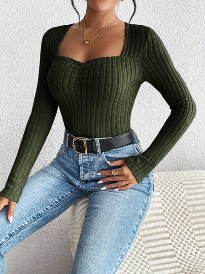 Honey Ribbed Long Sleeve T-Shirt