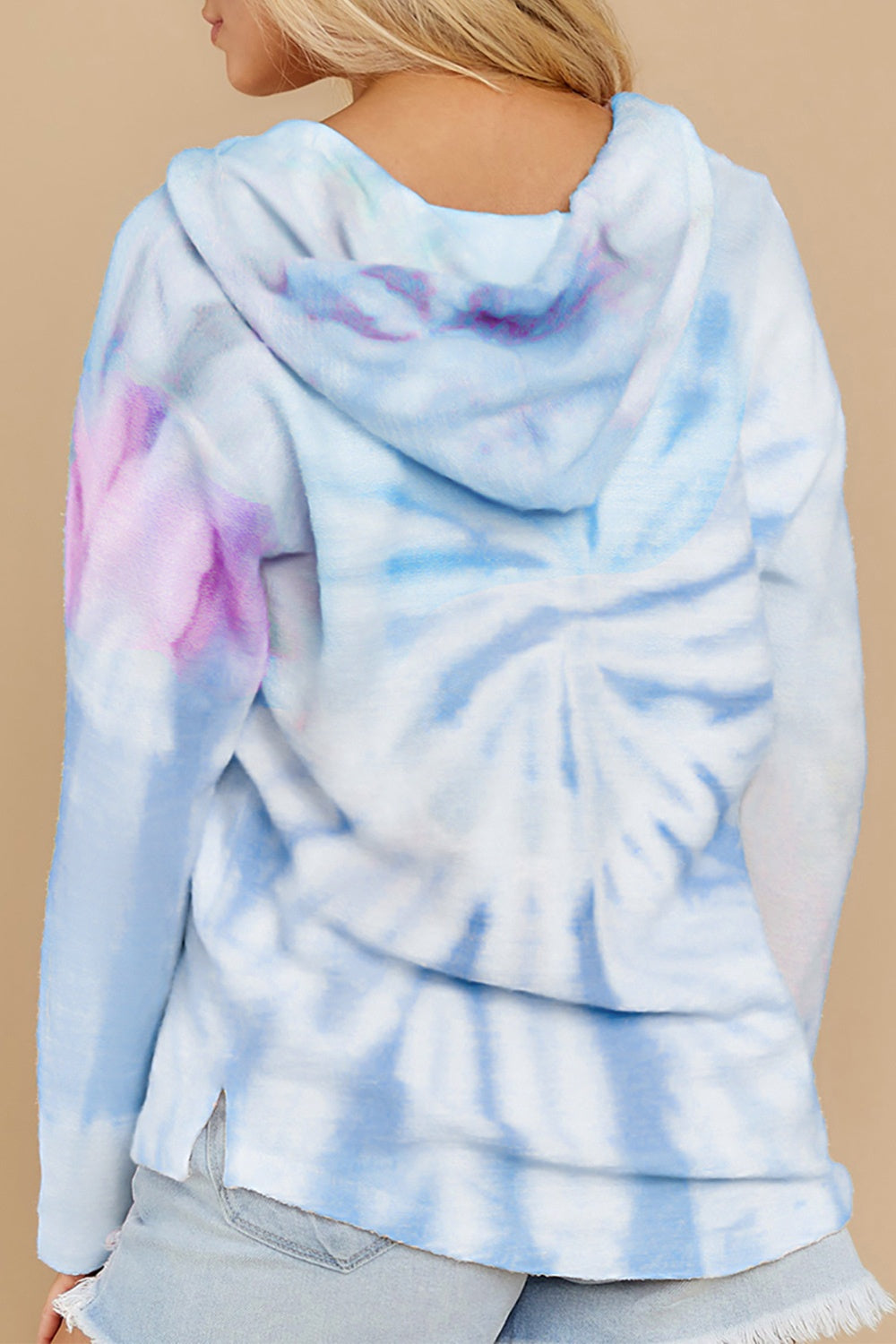 Drawstring Tie-Dye Long Sleeve Hoodie